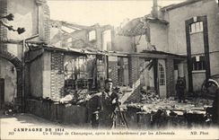 VINTAGE POSTCARD Countryside a Champagne Village after the bombardment by the Militaria Germans
