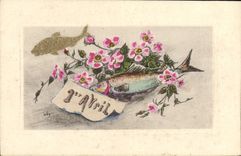 CPA Fantaisie Poisson 1er Avril
