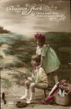 VINTAGE POSTCARD Fantasy Merry Children April