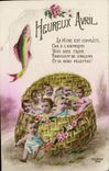 VINTAGE POSTCARD Happy Fantasy April Poisson Babies