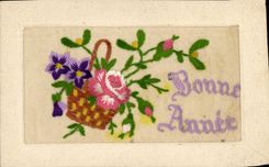 CPA Fantaisie Brodee Bonne annee