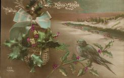 CPA Fantaisie Bonne Annee Oiseau