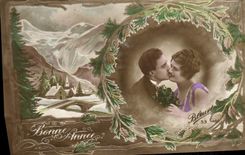 VINTAGE POSTCARD Fantasy Happy New Year Woman