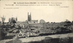 CPA Champagne Ville Sur Tourbe Restes de l'eglise Militaria