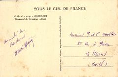 CPA Bordeaux Monument Des Girondins Details