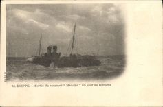 CPA Dieppe Sortie Du Steamer Manche Un Jour De Tempete Bateau