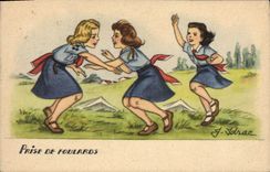 VINTAGE POSTCARD Taken Scarves Children