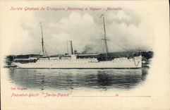 CPA Maritimes A Vapeur Marseille Paquebot Yacht Ile de France