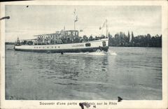CPA Souvenir d'une Partie de Plaisir Sur le Rhin Bateau Lallekoning