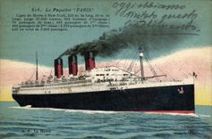 CPA Le Paquebot Paris Ligne du Havre a New York Bateau