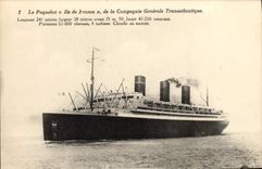 CPA Le Paquebot Ile de France De la Cie Generale Transatlantique Bateau