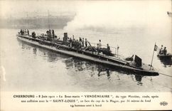 CPA Cherbourg 8 Juin 1912 Le Sous Marin Vendemiaire du type Pluviose Bateau 