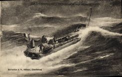 CPA Cherbourg Un torpilleur au large un jour de tempete Bateau 