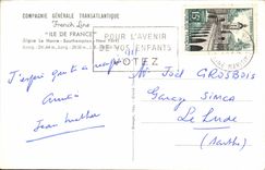 CPM Compagnie Generale Transatlantique French Line Ile de France Ligne Le Havre Southampton New York 