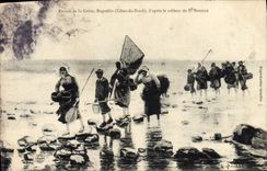 VINTAGE POSTCARD Retour of the Bugueles Strike according to the table of Face Fishes