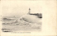 CPA La Jetee Un Jour De Tempete Phare