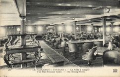 CPA Le Paquebot Espagne La Salle a Manger Bateau