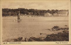 CPA Perros Guirec Plage de Trestraou Bateau
