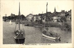 CPA Pornic Le Port et la Ville Bateaux