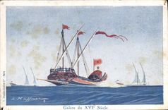 CPA Galere du 16eme Siecle Bateau