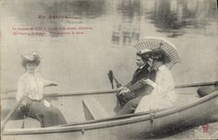 VINTAGE POSTCARD In boat Women Boat