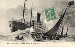 CPA Steamer Prenant Son Pilote