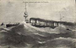 CPA Croiseur Cuirasse Pris Dans la Tempete