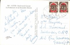 POSTAL MODERNA prefectura del bulevar de Argel Carnot y el nuevo ayuntamiento