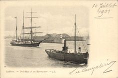 CPA Le Havre Trois Mats Et Son Remorqueur Bateau