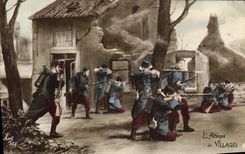 CPA L'Attaque Du Village Soldat Militaria