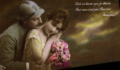 VINTAGE POSTCARD Cest a Kiss That I Desired Militaria Woman