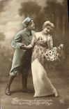 VINTAGE POSTCARD Woman Militaria Soldier