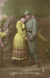 VINTAGE POSTCARD the Friendship Will return Happy Militaria Soldier to Us