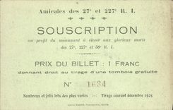 CPA Souscription Amicales des 27 et 227 RI Militaria