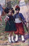 VINTAGE POSTCARD the return Children Militaria Alsace Dubonnet