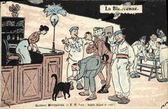 CPA La Bienvenue Scenes Militaires Chat Militaria