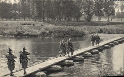 CPA Passerelle Sur Sacs Habert Militaria