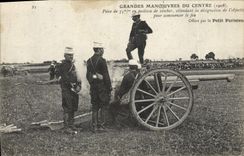 CPA Grandes Manoeuvres Du Centre Piece de 75mm en position de combat attendant la designation de l'objectif 