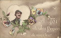 POSTAL de la VENDIMIA usted todo el soldado de Militaria de los pensamientos