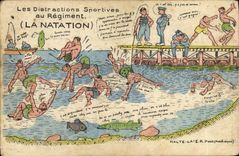 CPA La Nation Les distractions sportives Poisson Militaria 
