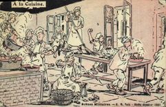 CPA A La Cuisine Scenes militaires Militaria 