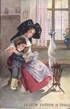 CPA La Lecon D'Histoire De France Alsace Fileuse 