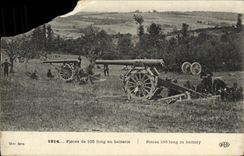 CPA Pieces de 155 Long en batterie Militaria 