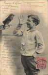 CPA Enfant La revanche du perroquet Oiseau