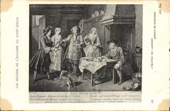 VINTAGE POSTCARD Troqueurs Masters of the Lancret print