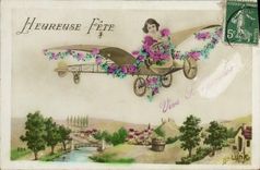 VINTAGE POSTCARD Fantasy Child Plane