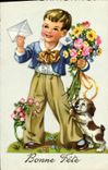 CPM Fantaisie Enfant Chien Bonne Fete