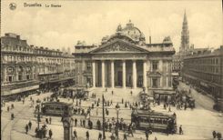 CPA Bruxelles La Bourse Tramway