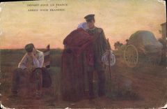 CPA Depart Pour La France Militaria 
