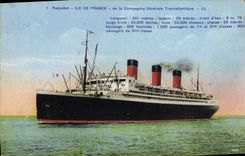 CPA Paquebot Ile De France De La Compagnie Generale Transatiantique